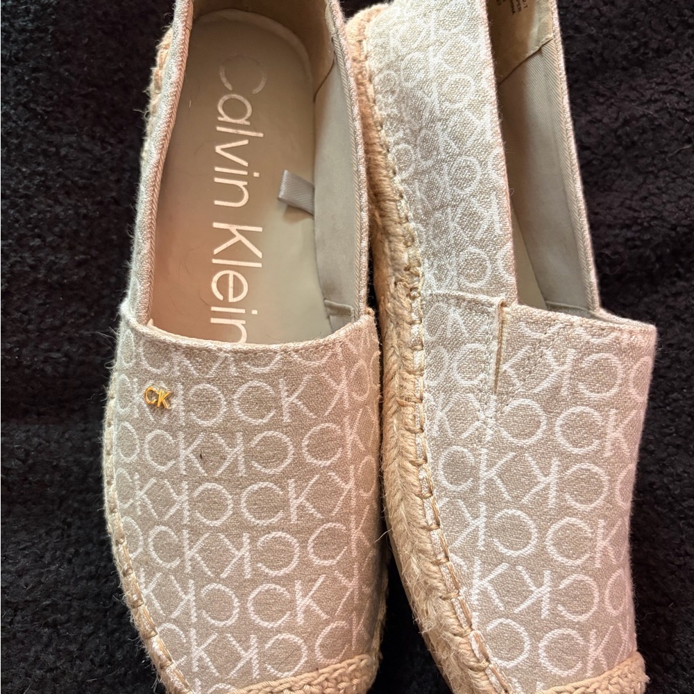 Calvin Klein Beige Logo Espadrilles